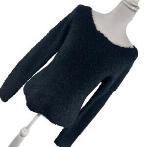 NWT! EXPRESS! FLUFFY SOFT BLACK MOHAIR, WOOL+ SCOOP NECK PULLOVER SWEATER! SZ M